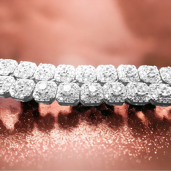 24” Iced Out Cubic Zirconia Ice Cube Tennis Chain Solid 925 Sterling Silver - Picture 5 of 14